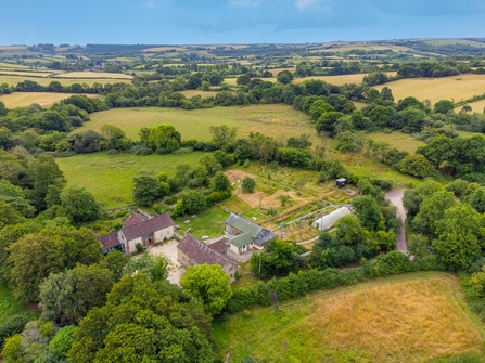 Aerial view of Kingcombe Visitor Centre