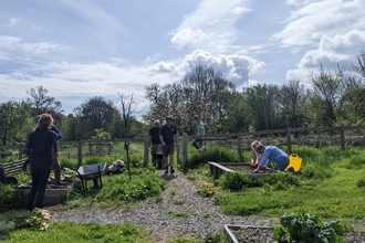 Volunteers at work at Kingcombe Visitor Centre 