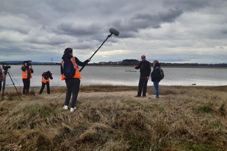 Bournemouth and Poole College students filming at Turlin Moor