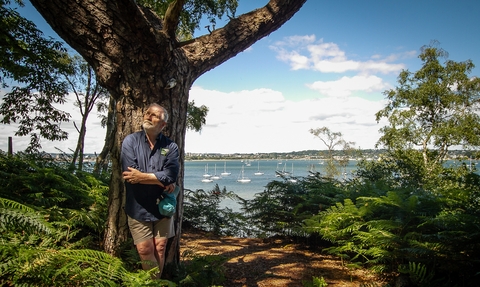 George under a tree on Brownsea Island by Richard Budd