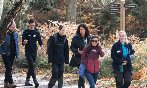 People walking to The Lookout on Brownsea Island