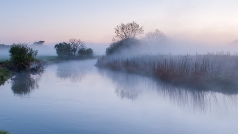 The River Stour, early morning mist and frost, near Wimborne Minster, Dorset © Ross Hoddinott/2020VISION