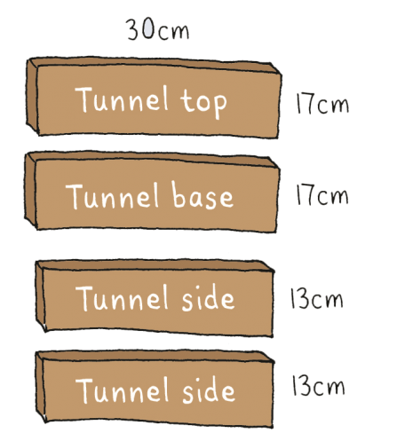 Build a hedgehog house tunnel dimensions illustration