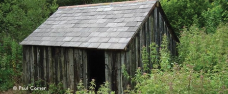 The historic hut on Powerstock Common before the fire by Paul Comer