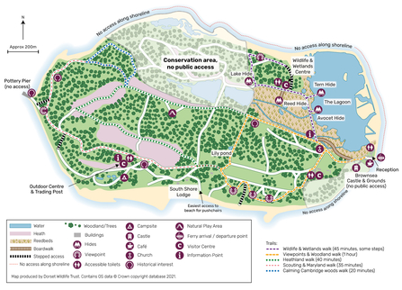 Map of Brownsea showing nature reserve