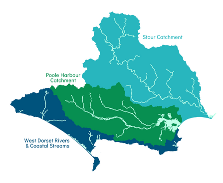 Map showing Dorset rivers and catchments