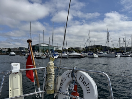 View from yacht across harbour