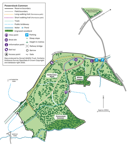 A map of the nature reserve at Powerstock Common