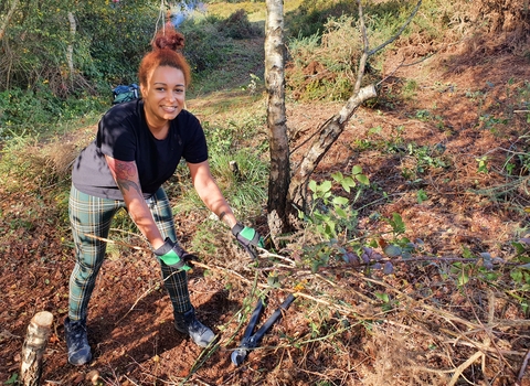 Work party volunteer at Upton Heath