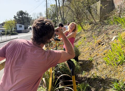 Volunteers planting up the bus bay area over the Easter holidays. 